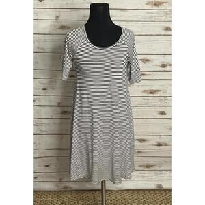 Roxy black/white striped 3/4 length sleeve jersey trapeze dress Size Small